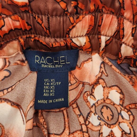 RACHEL Rachel Roy Satin Floral Elastic Waist Pull On Pants Size XS - Picture 3 of 8